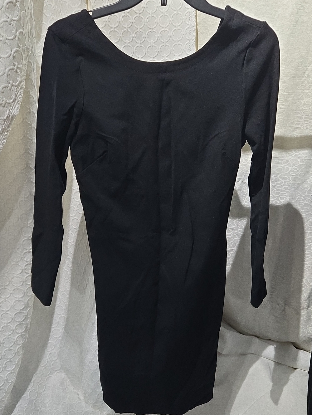 Banana Republic Black Long Sleeve Midi Scoop Neck Dress